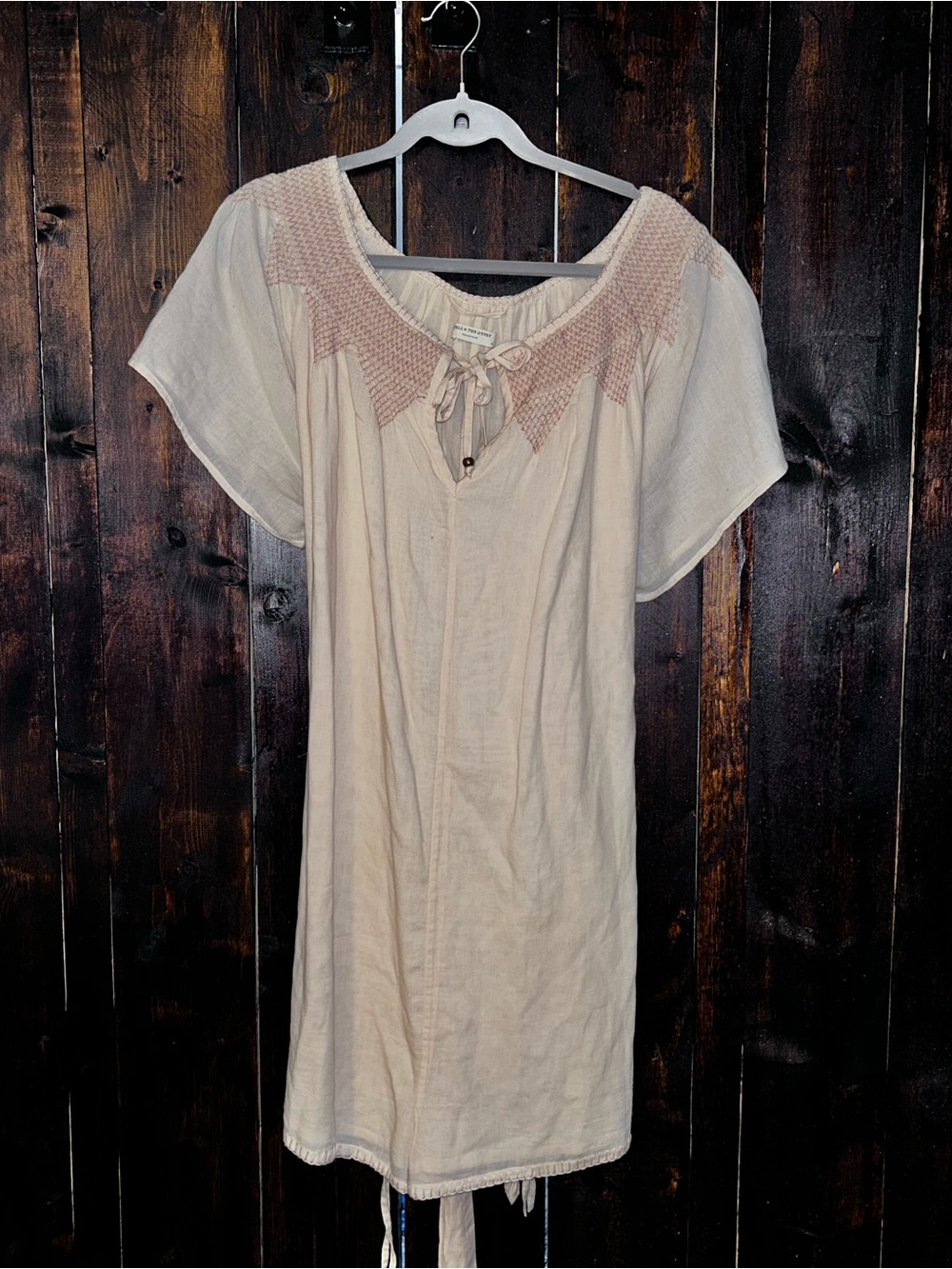 Spell Cream Romper with Blush Embroidered Yoke